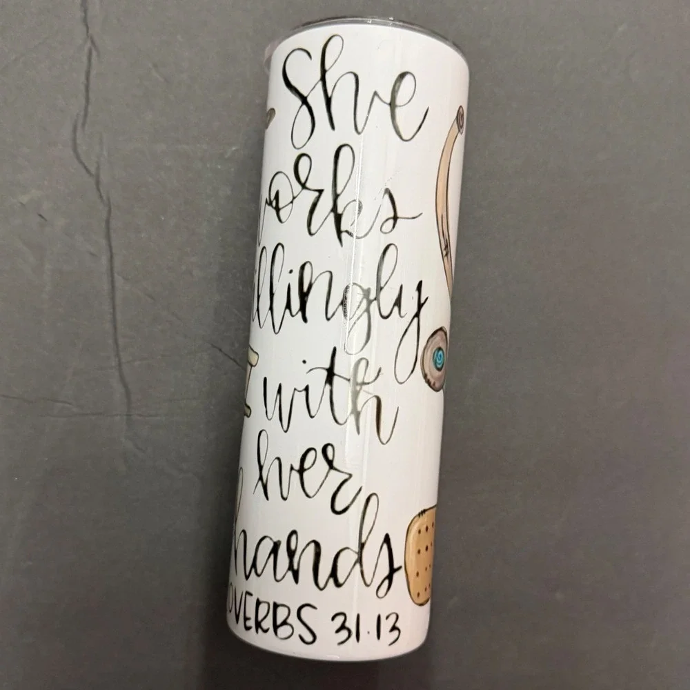 Nurse Proverbs 31:13 Skinny Tumbler 20oz Stainless Steel Travel Mug Medical Gift